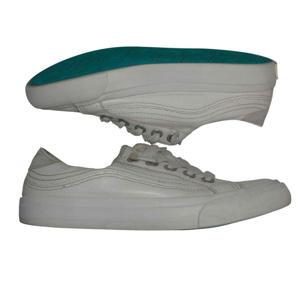 Blowfish Malibu Womens White Faux Leather Low Top Sneakers Turquoise Sole Size 6
